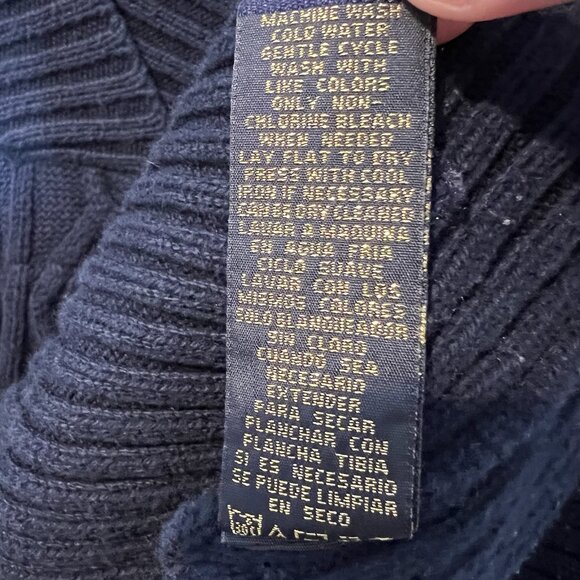 Polo Jeans 1967 Ralph Lauren Women's XS Vintage V Neck Cable Knit Hooded Sweater - Picture 5 of 10